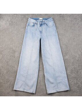 Wide Leg Baggy Fit Jeans Women's 28 High Waist Drop Frida Light Indigo Blue